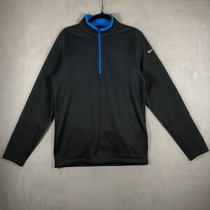 Nike Golf Pullover Mens Small Black Blue Therma-Fit Tour Performance Quarter Zip